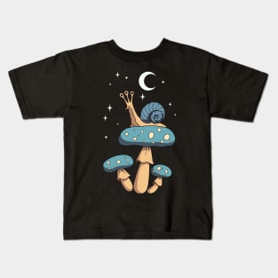 Mystical snail on a mushroom Kids T-Shirt